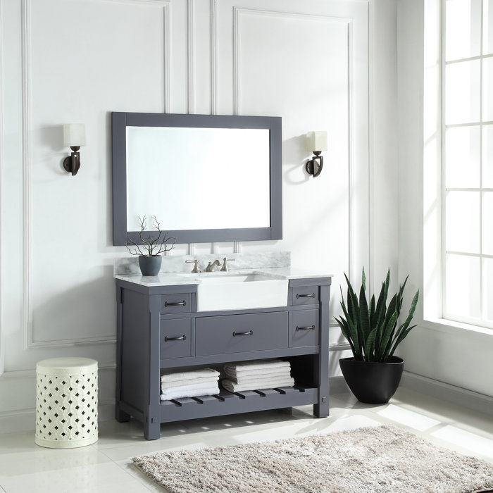Gracie Oaks Mantra 48'' Single Bathroom Vanity with Marble Top